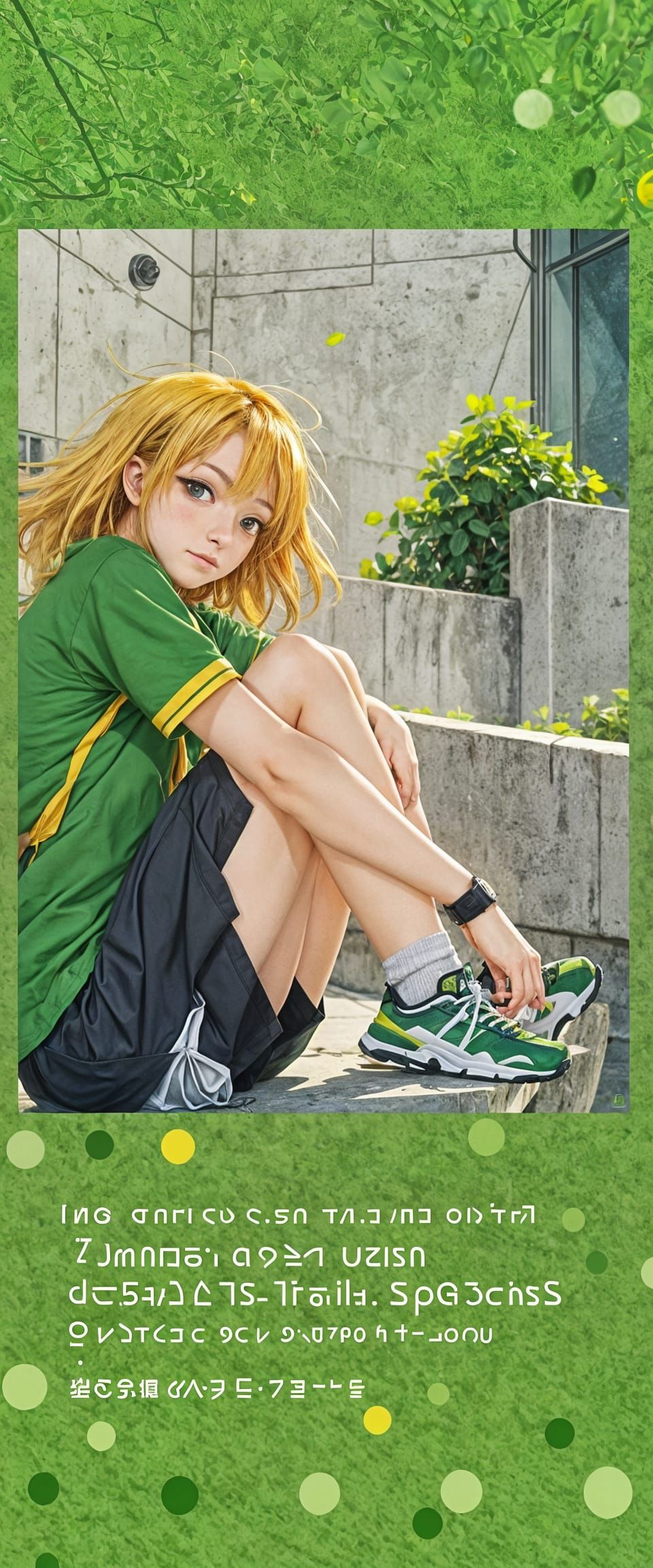 Manga Woman in Green and Yellow Sportswear