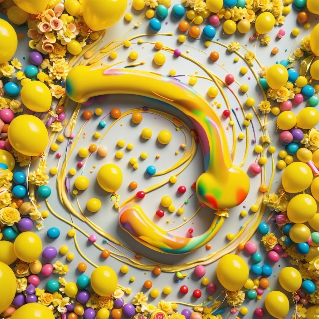 Vibrant Candy Art: Giant Crayon in Yellow World