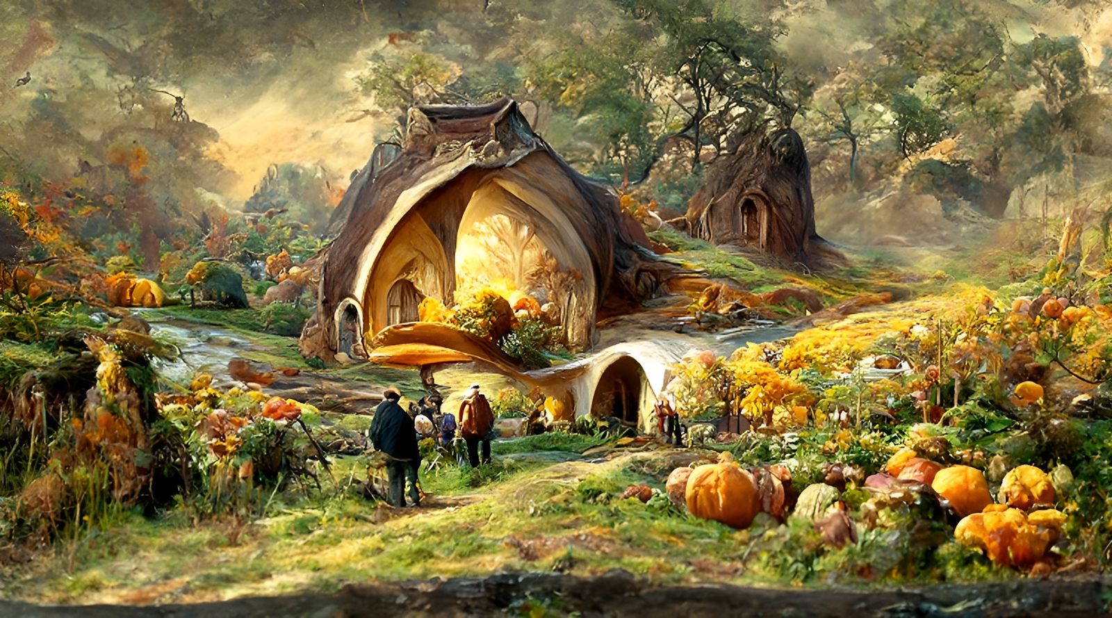 Autumn in Hobbiton: A Hyperrealistic Oil Painting