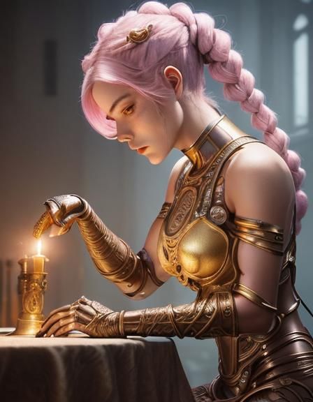 Futuristic Woman with Prosthetic Arm Illustration