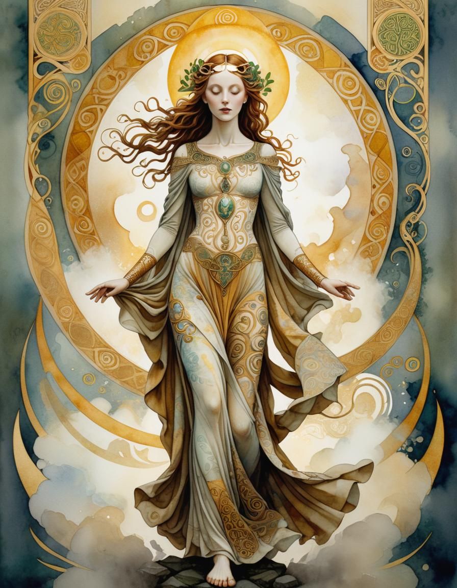 Goddess Clíodhna in Romanesque Celtic Revival Art