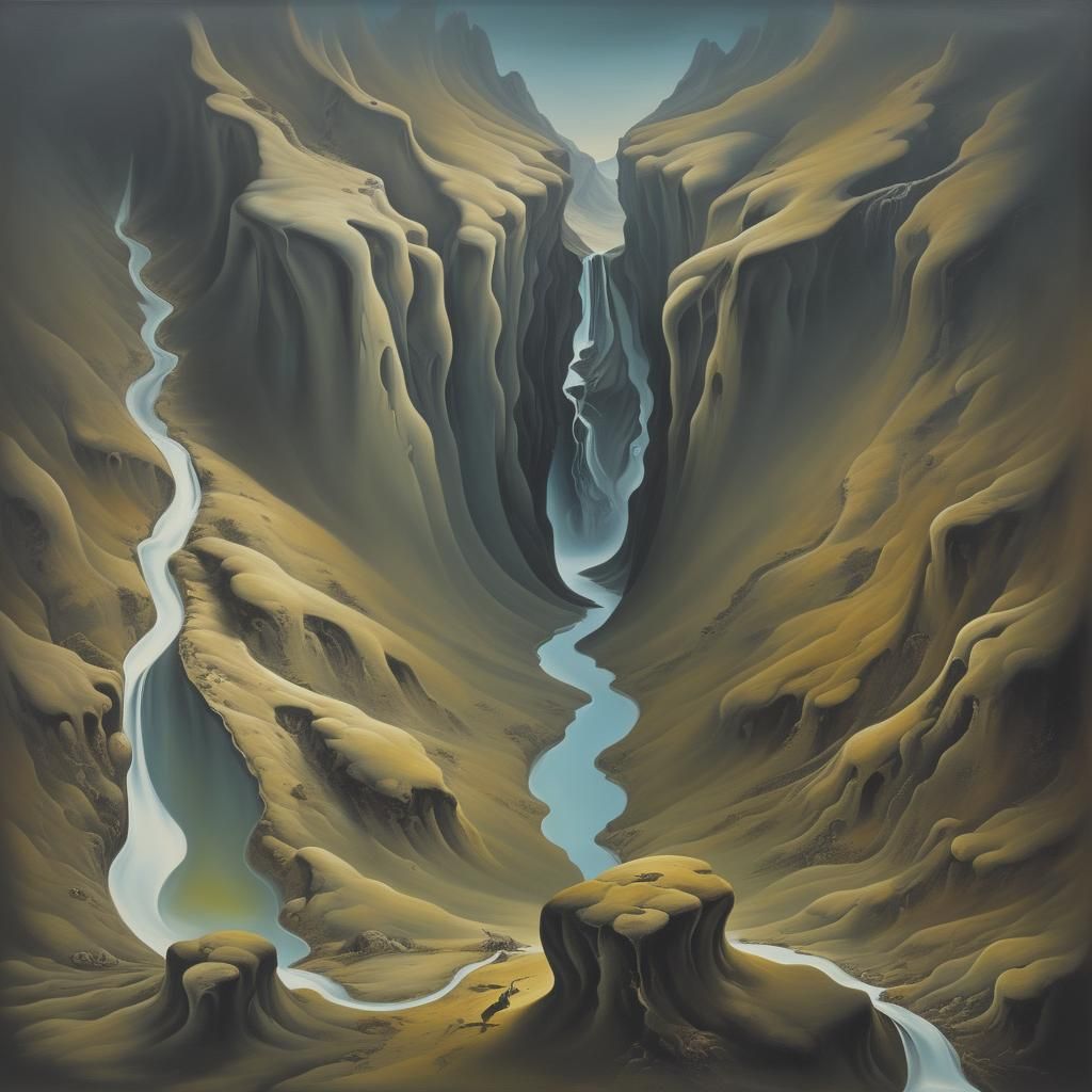 Surreal Liminal Valley in Oil on Canvas