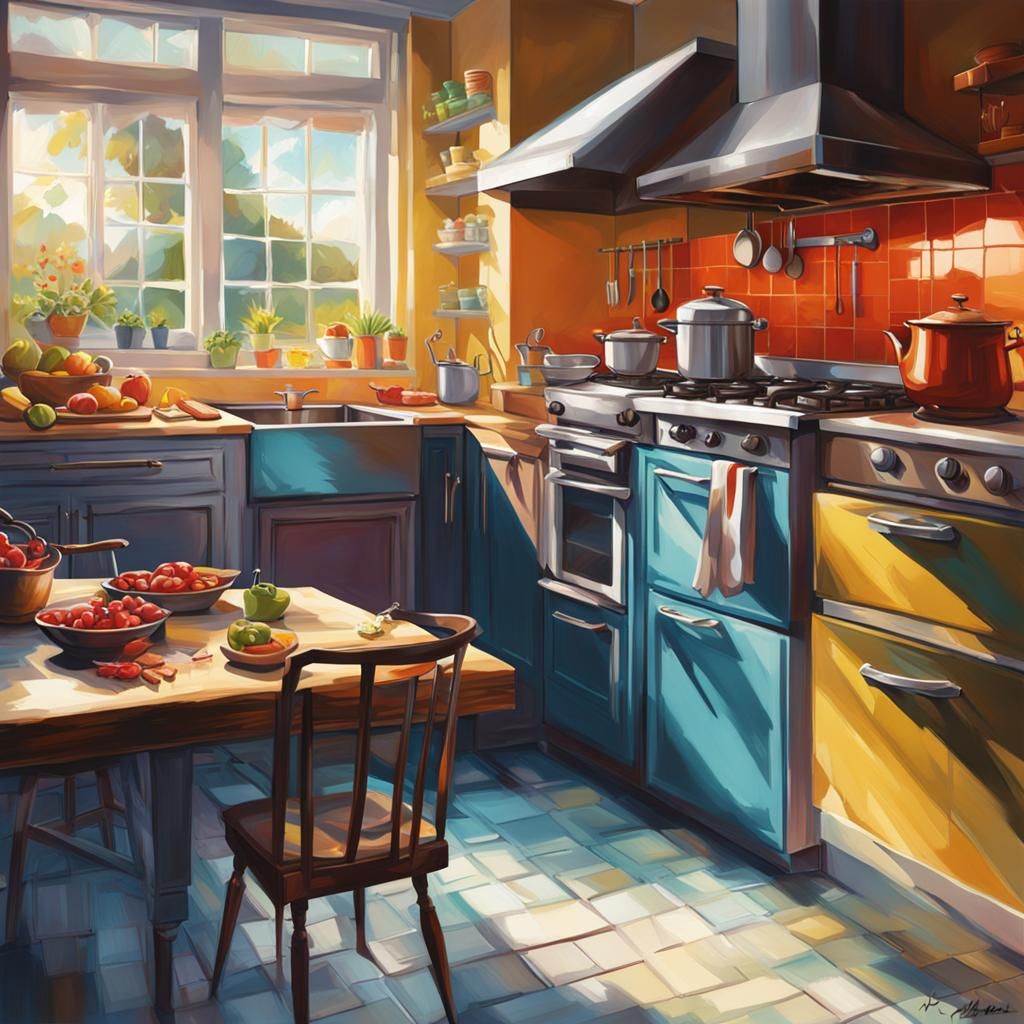 Hyperrealistic Kitchen Concept Art with Splash Art