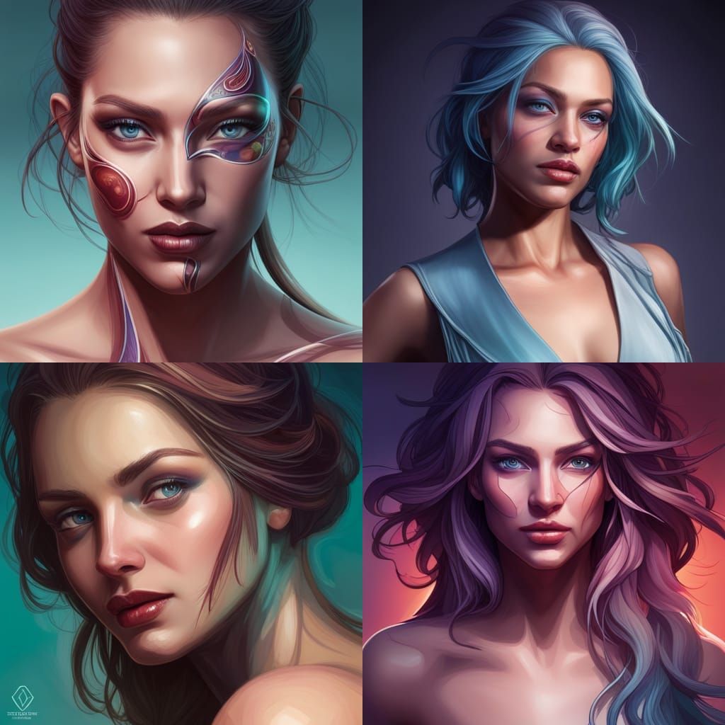 Beautiful Face Portrait in Hyperdetailed Style