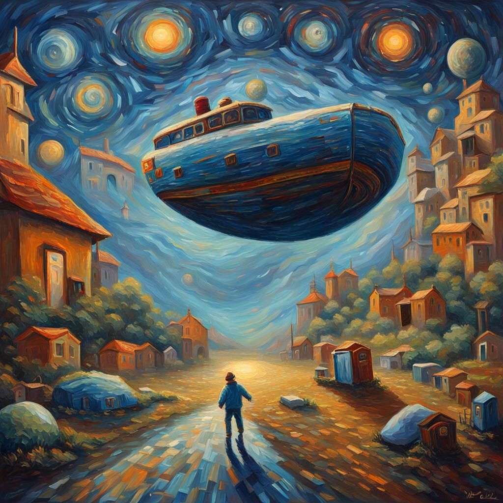 Celestial Navigation Realized: Expressionist Oil Painting