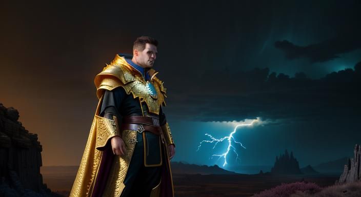 Mage Casting Lightning at Ogre in Hyper-Realistic Digital Ar...