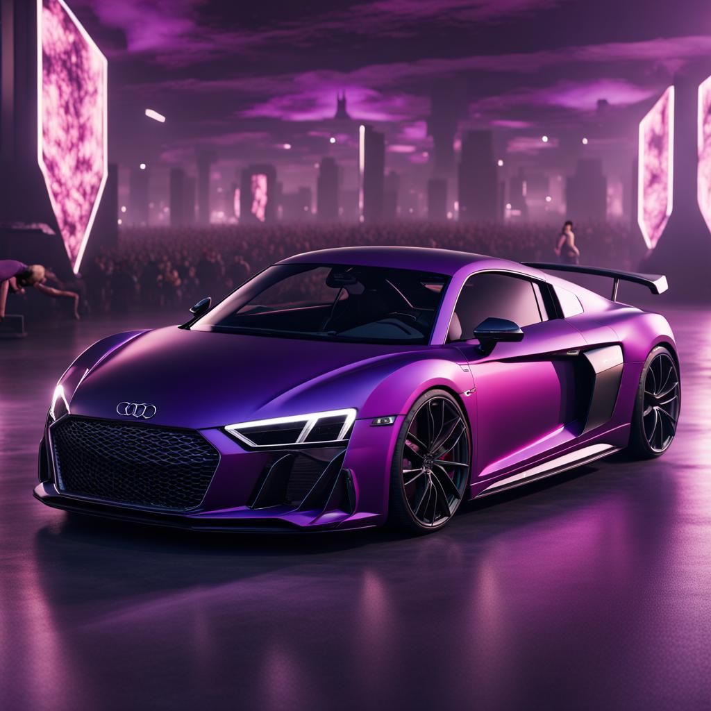 Purple Audi R8 at Exhibition in Detailed Matte Painting