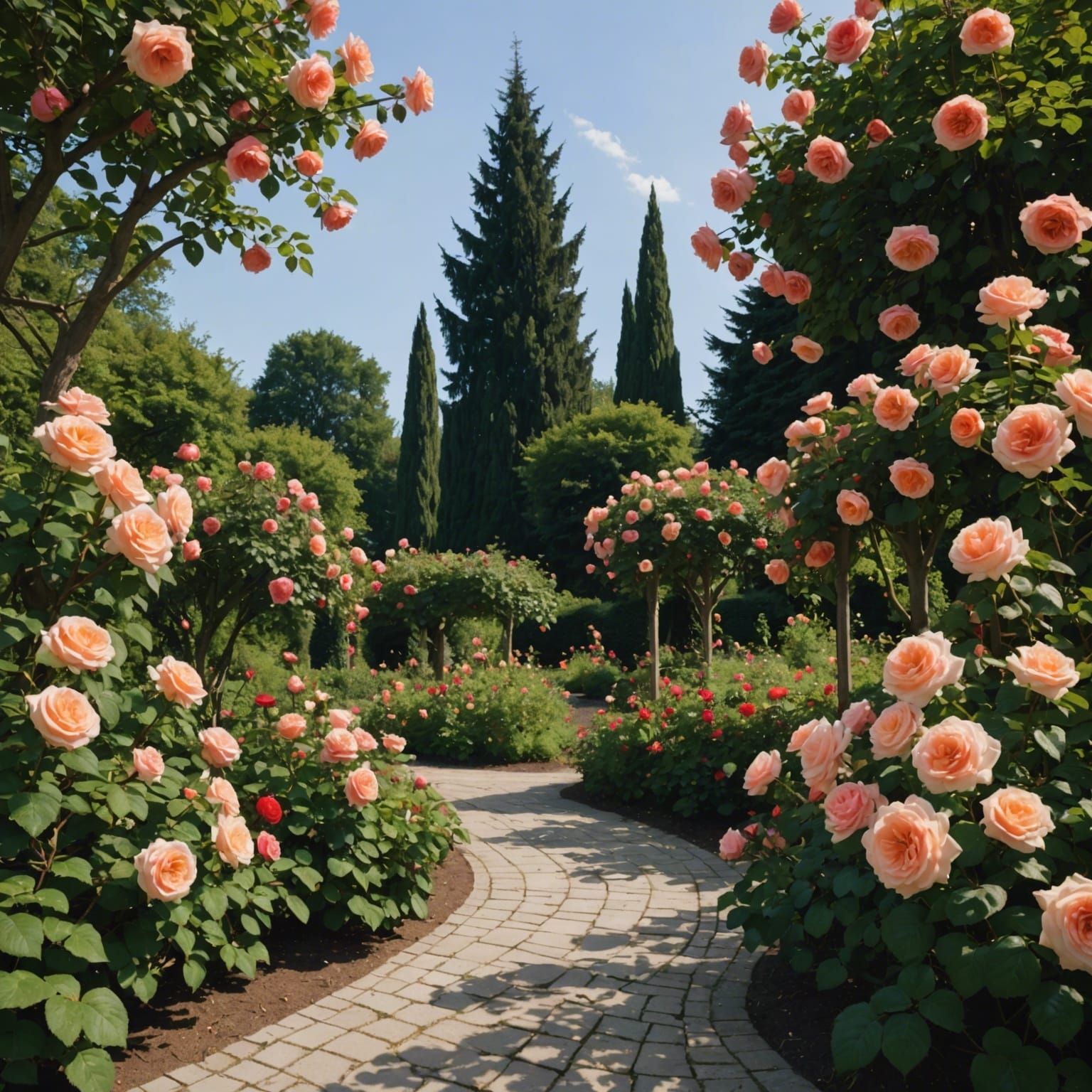 Blooming Rose Garden: AI Generated Image