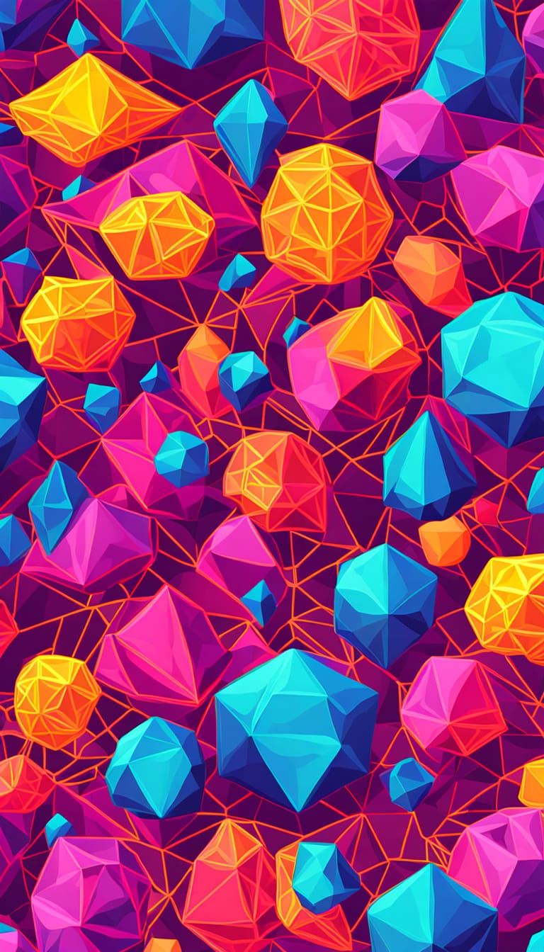 Surreal Neon Polyhedrons in Perfect Geometric Harmony