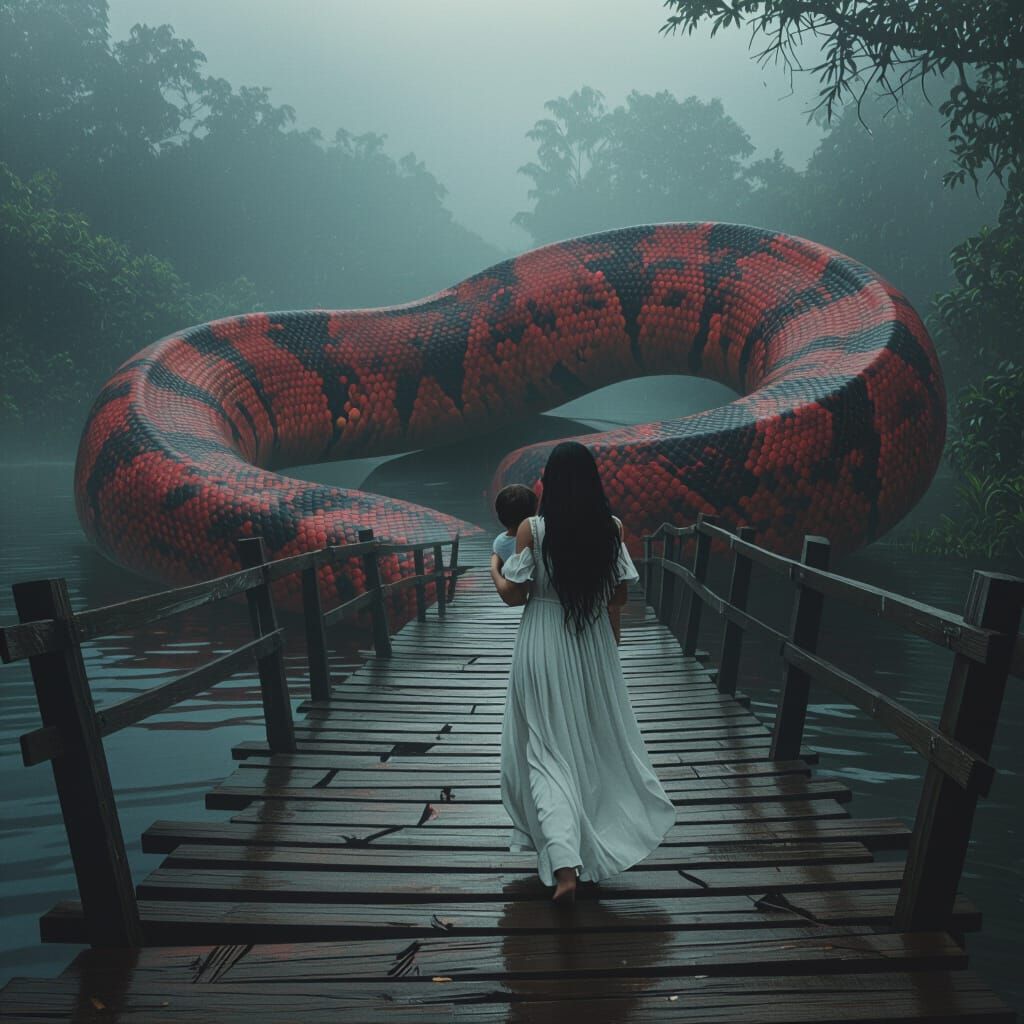 Anaconda Under Bridge in Cinematic Realism