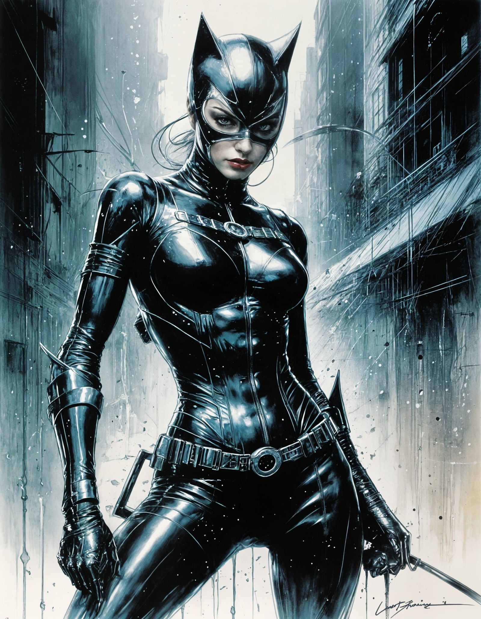 Catwoman in Semi-Abstract Style by Master Artists