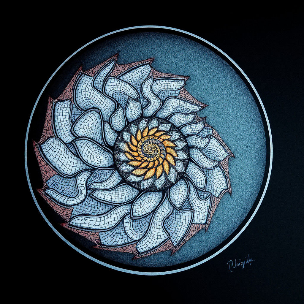Intricate Zentangle Seashell Galaxy in Detailed Matte Painti...