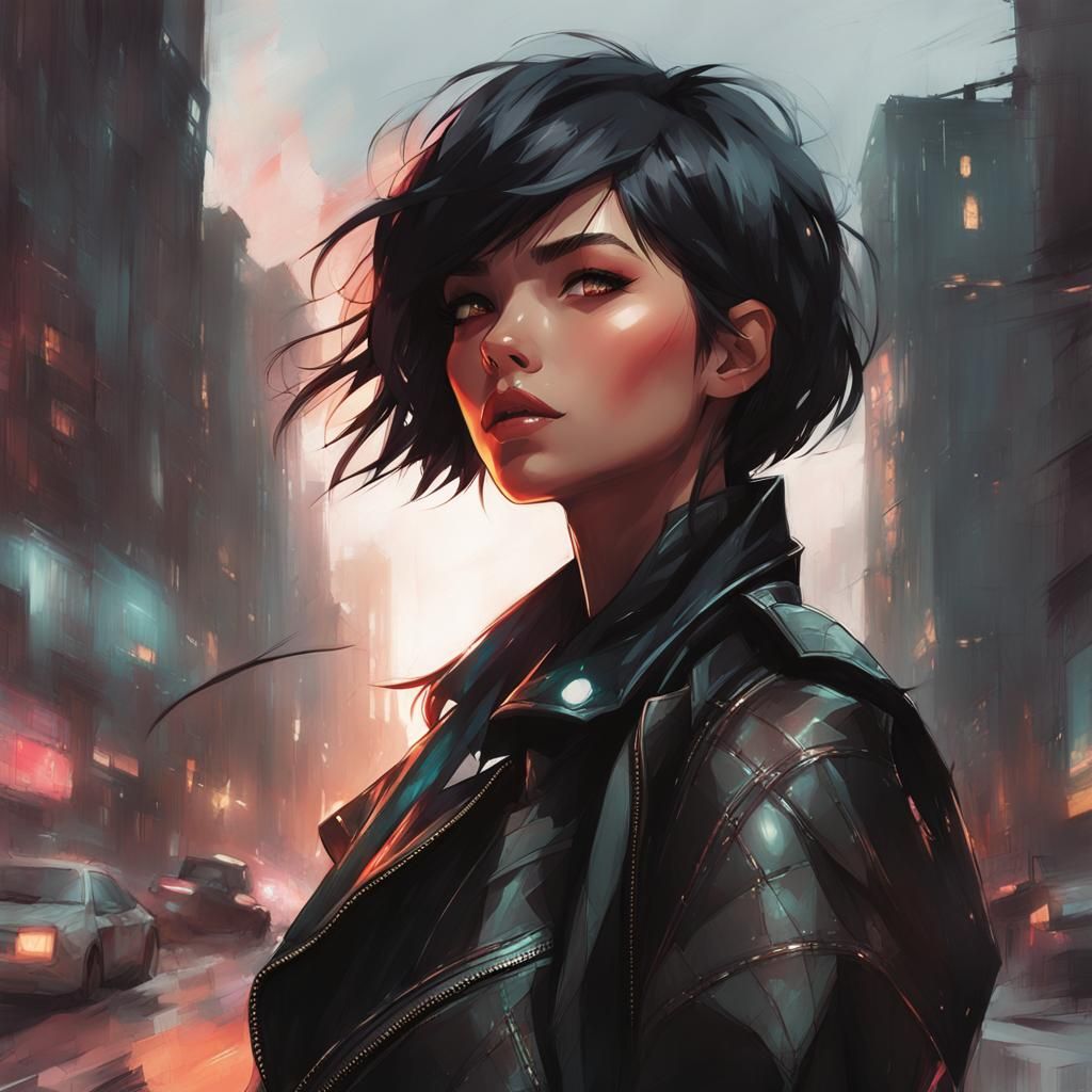 Dark Fantasy Woman with Marble Jacket