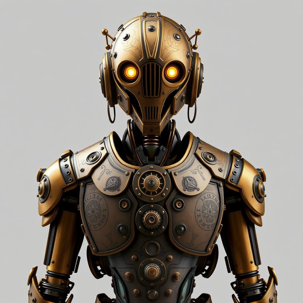 Elegant Clockwork Courier in Brass and Steel Exoskeleton