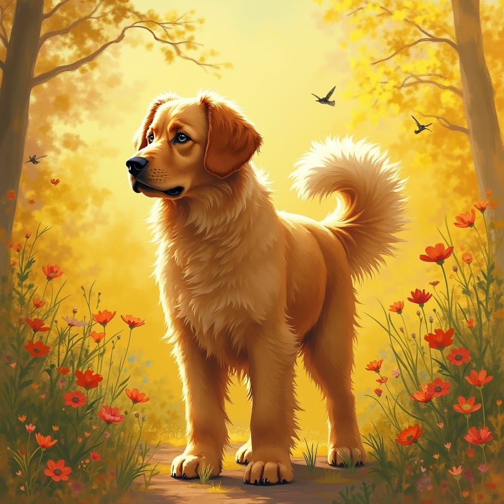 Majestic Dog in Impressionist Digital Art