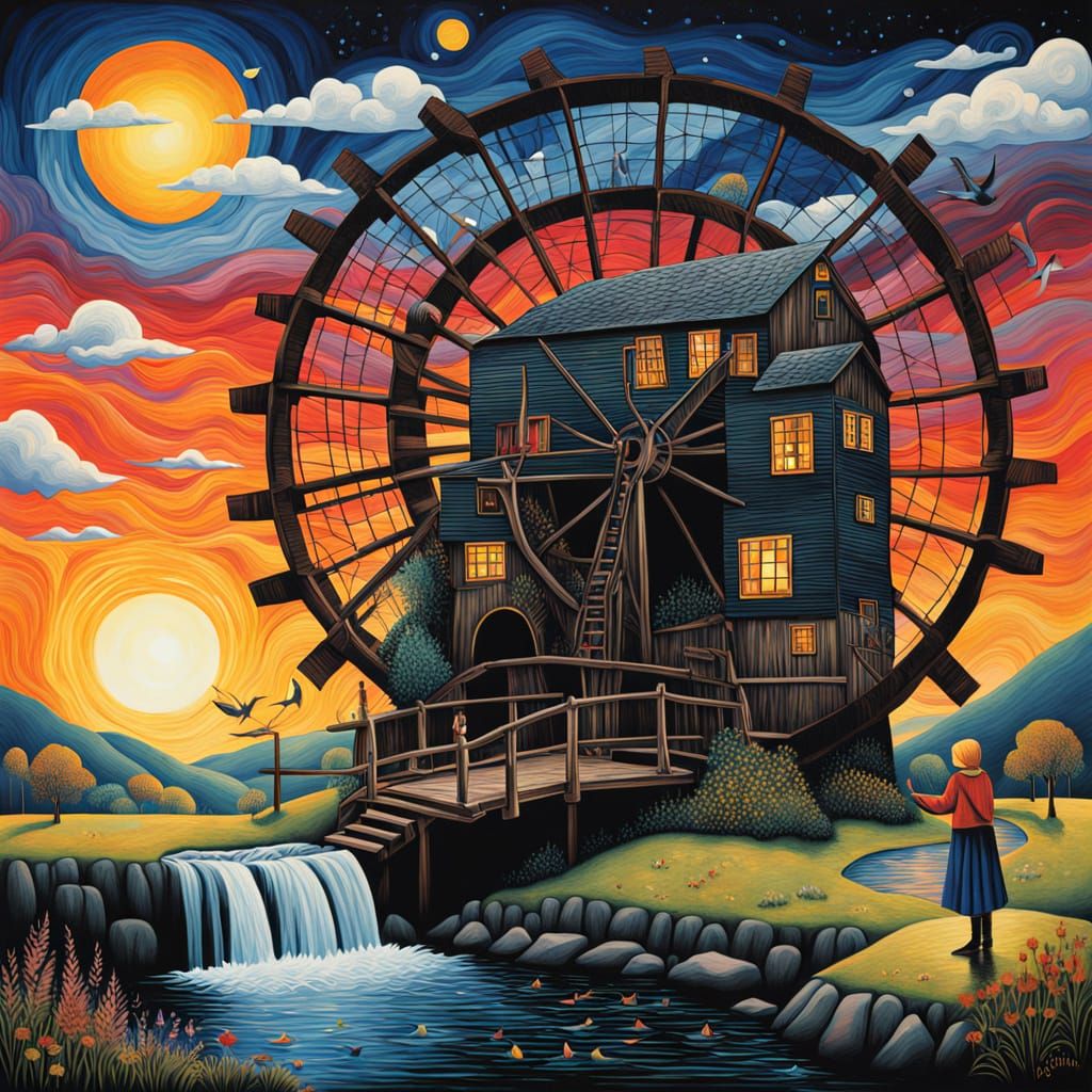 Surreal Waterwheel Awakens Cosmic Connection