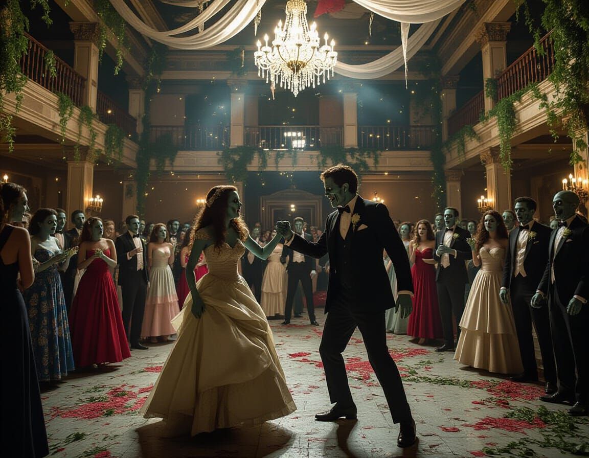 Zombies Dance at a Ruined Prom in Cinematic Style