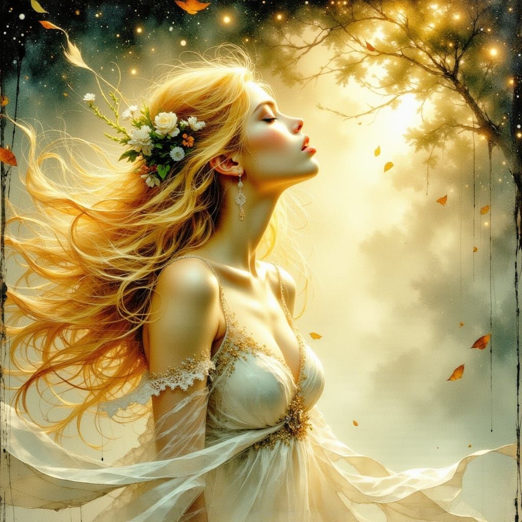 Ethereal Songstress in Dreamy Fantasy Art Style