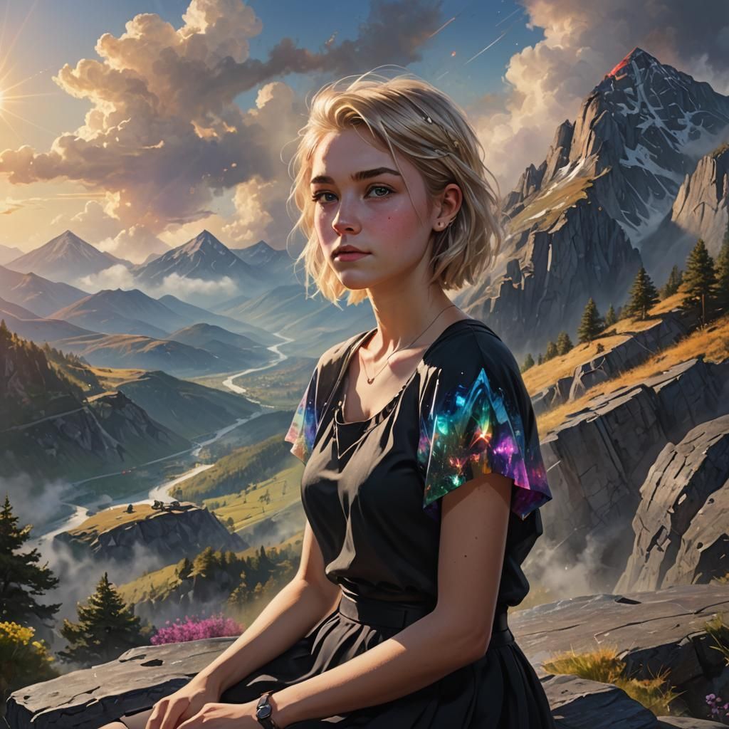 Mountain Portrait with Dynamic Lighting and Mist