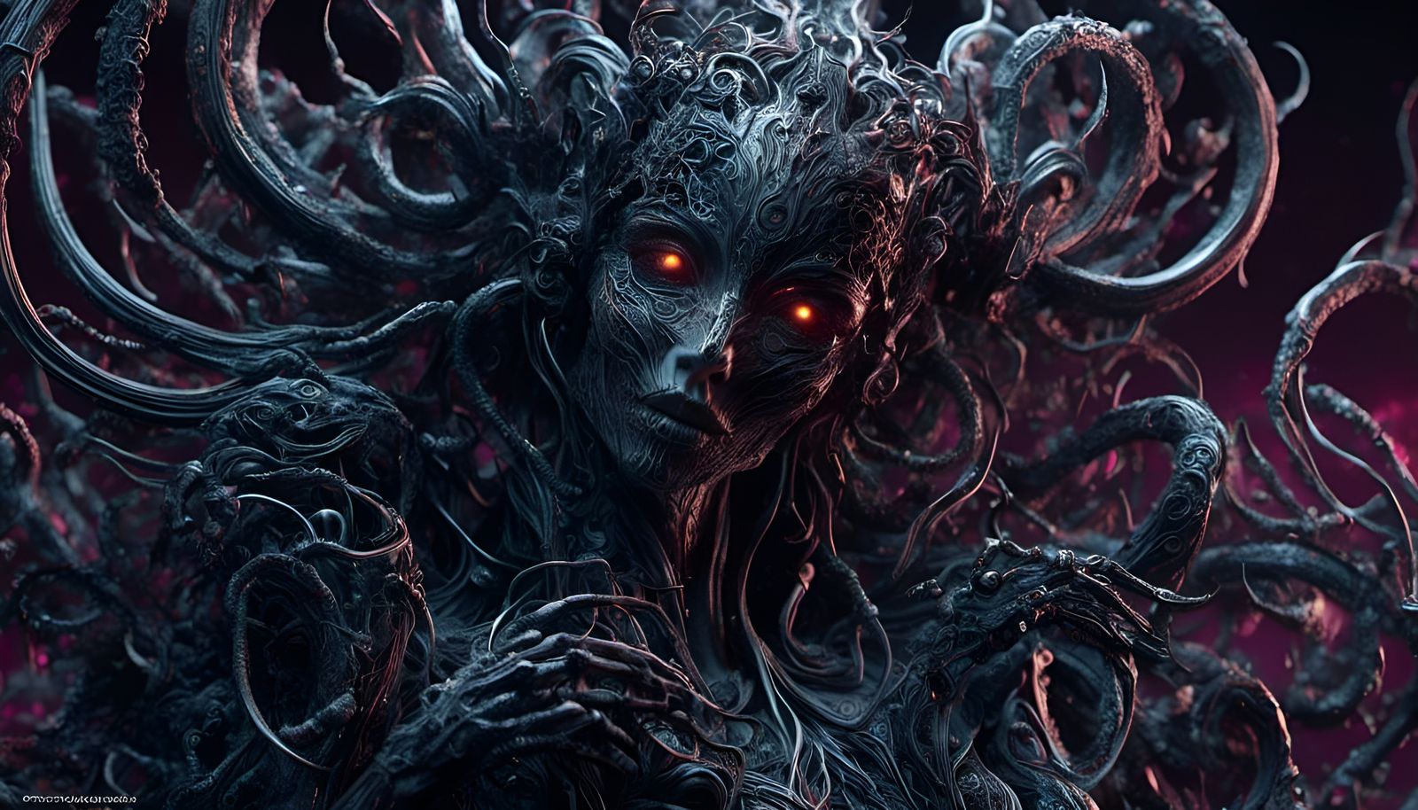 Strange Alien Girl Sculpture in Graphite Style