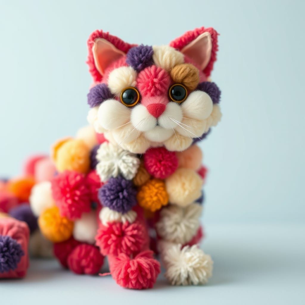 Pom Pom Cat Sculpture: A Whimsical Creation