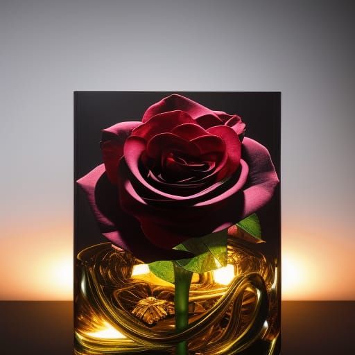 Black Rose Under Glass: Rococo Digital Art