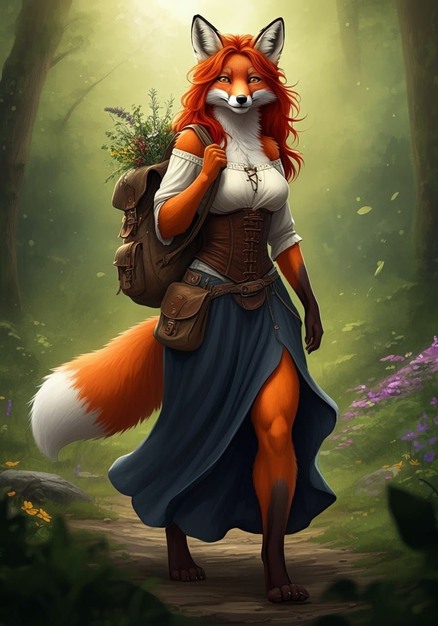 Sabine, a Volpine witch, on a tour to gather herbs and other...