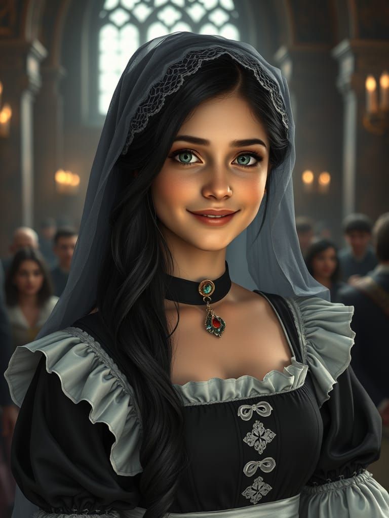 Medieval Maid's Enchanted Encounter at a Grand Castle Weddin...