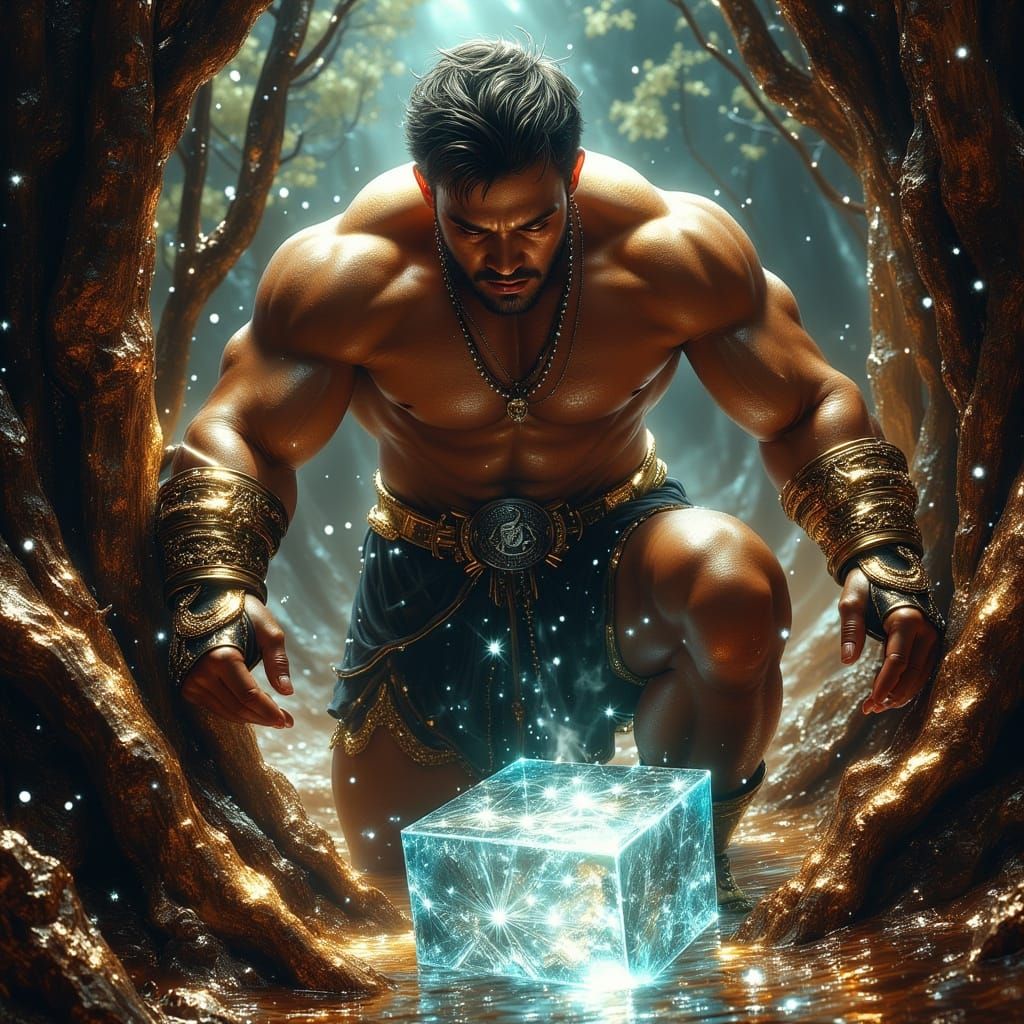 Muscular Hero Unearths Crystal Box of Magic Water