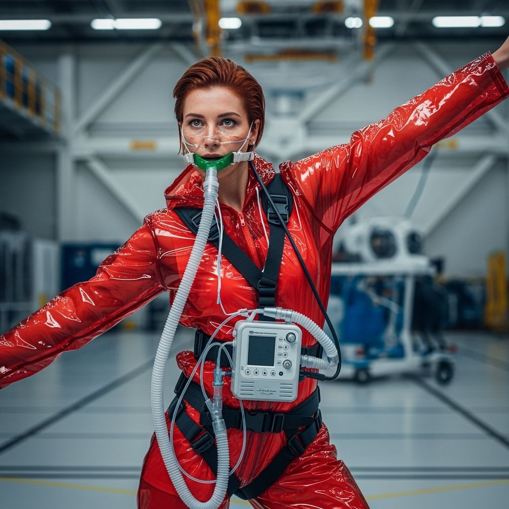 Space Woman Dancing in Training Center