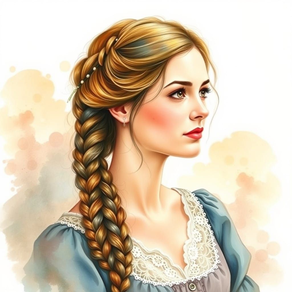 Gentle Victorian Lady in Watercolor