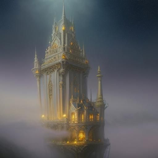 Ethereal Trophy in Moonlight with Gold Sparkles