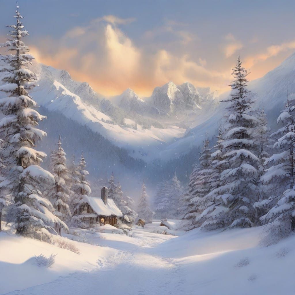 Elegant Winter Tundra in Whistlerian Style