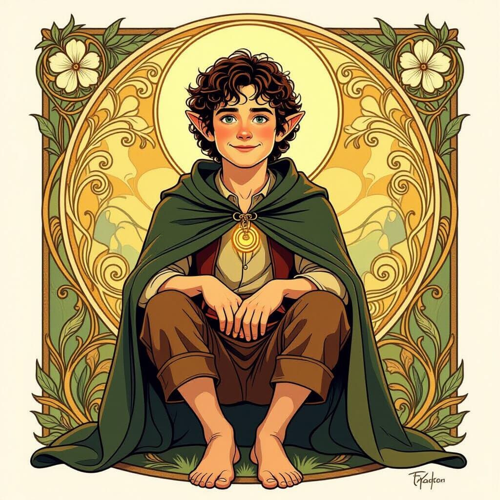 Hobbit Frodo Baggins in Art Nouveau Style