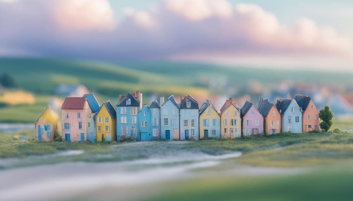 Gouville-sur-Mer Houses on Finger in Macro Photography