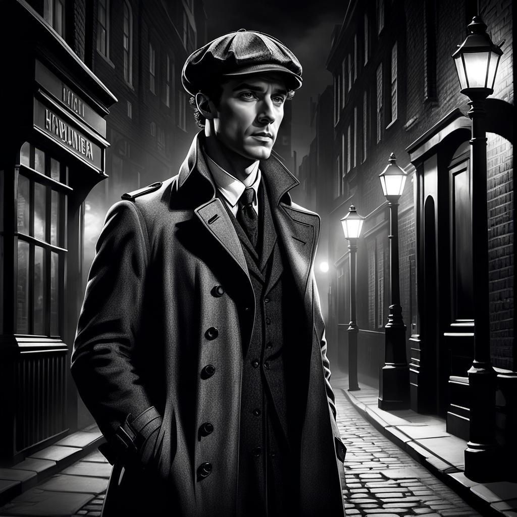 Young Sherlock Holmes in Noir Art Deco Style