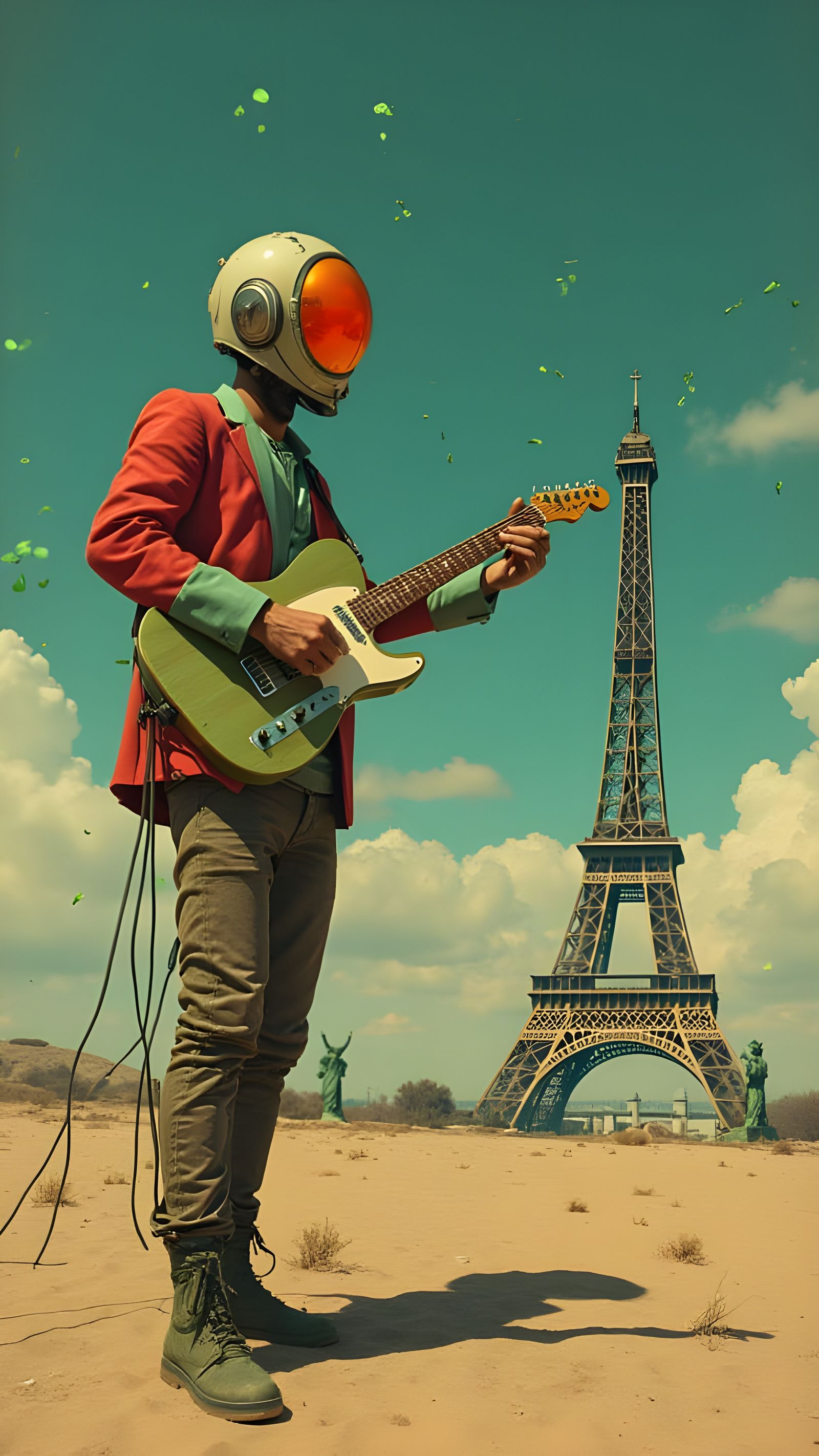 Visionary Futurist Musician in a Post-Apocalyptic Desert