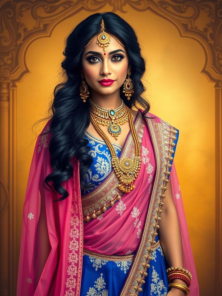 Regal Indian Princess in Classical Painting Style