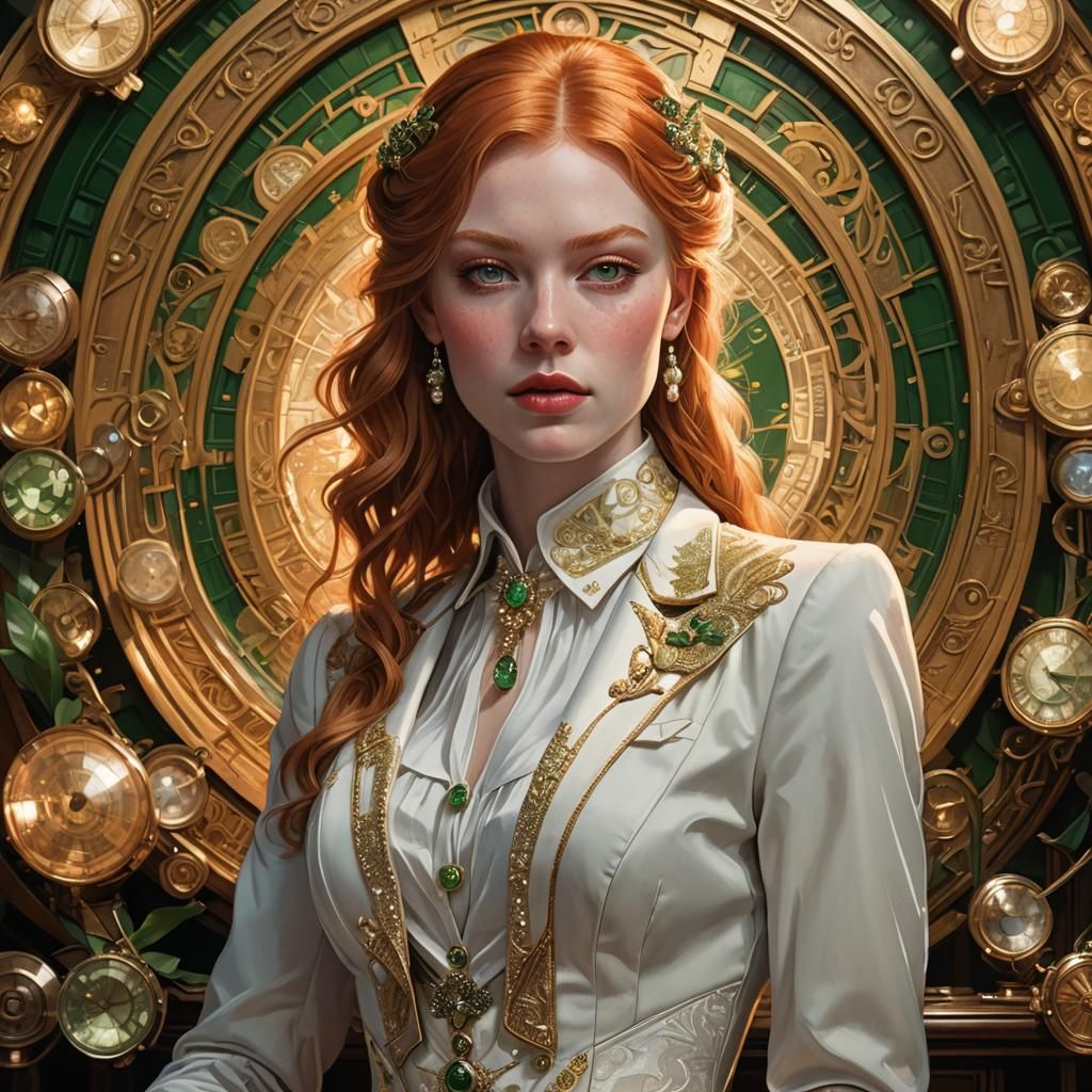 Ginger Girl Portrait in Lavish Old Money Style