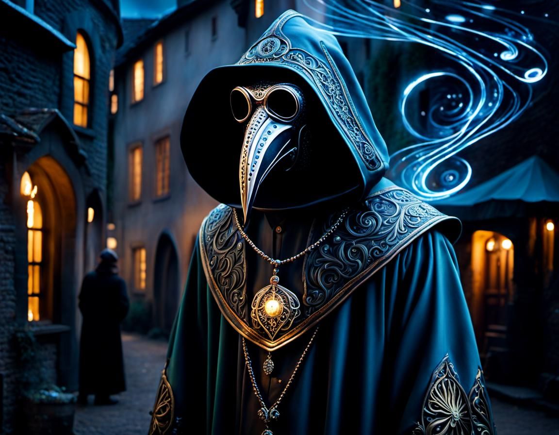 Plague Doctor Portrait in Hyperrealistic Style