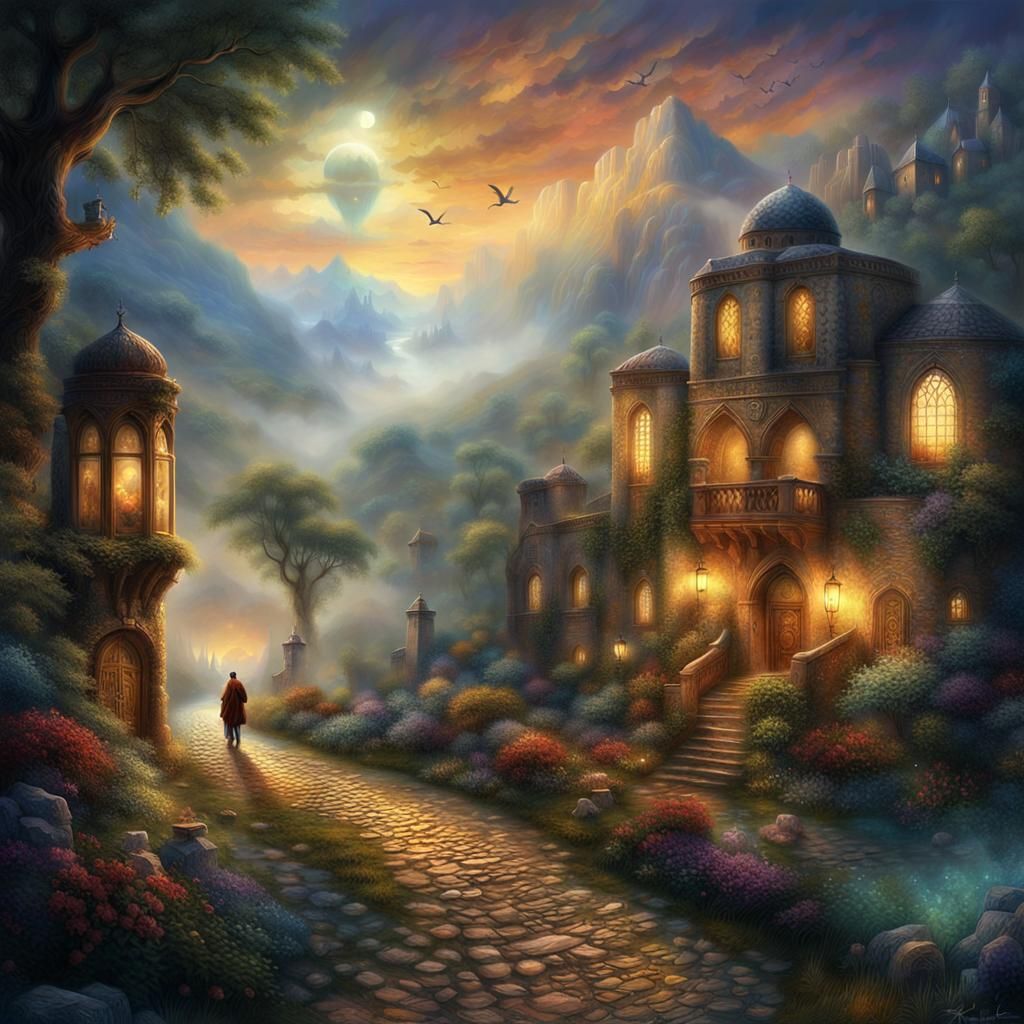 Epic Fantasy Landscape in Digital Matte Painting Style