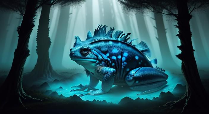 Blue Frogfish Worship: Surreal Biomechanical Art