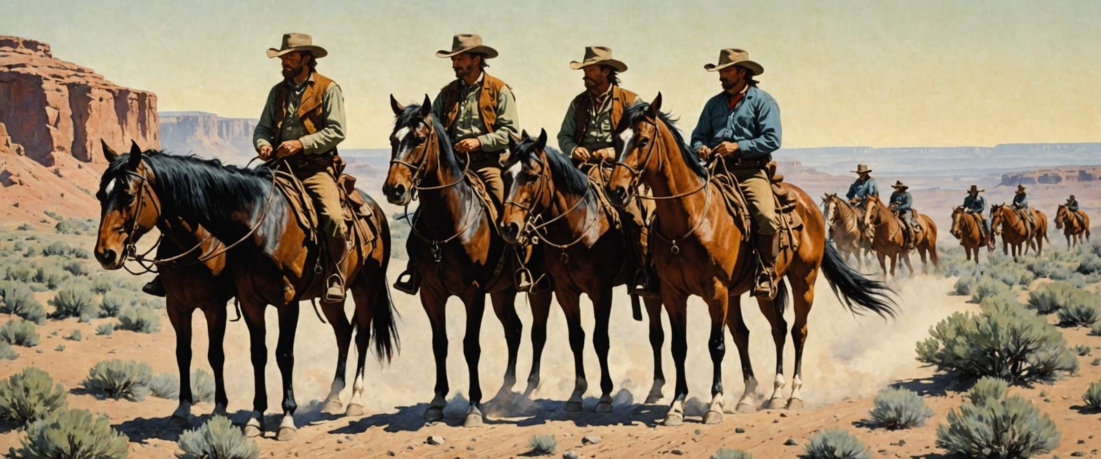 Wild West Scene as Vintage Western Painting