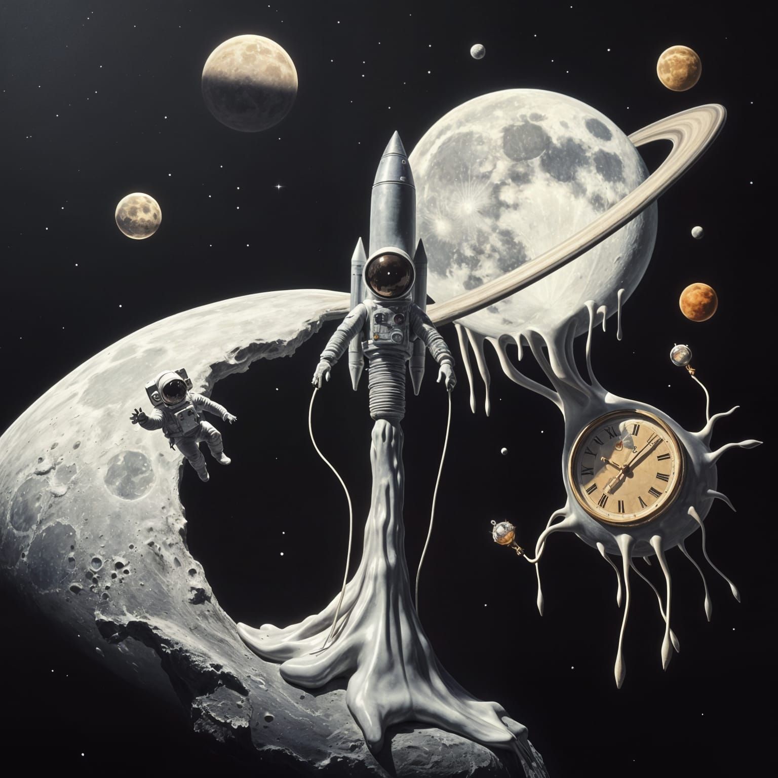 Surrealist Masterpiece: Astronaut in Cosmic Dreamscape