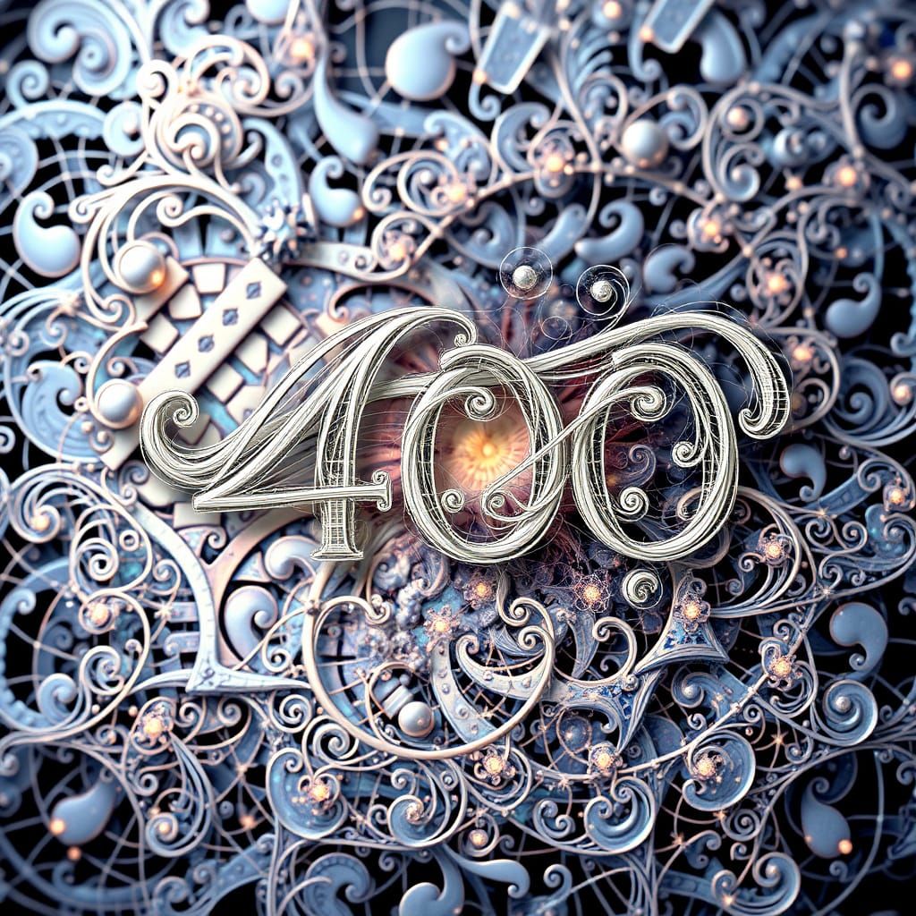 Delicate Fractal Numeral in Iridescent Glow