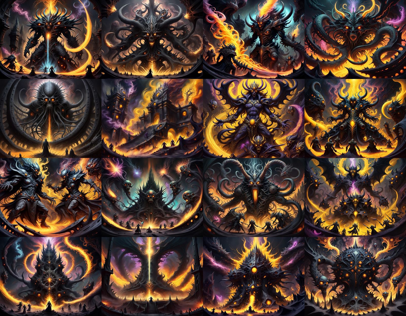 Cosmic Dark Fantasy Art in Polychromatic Chaos