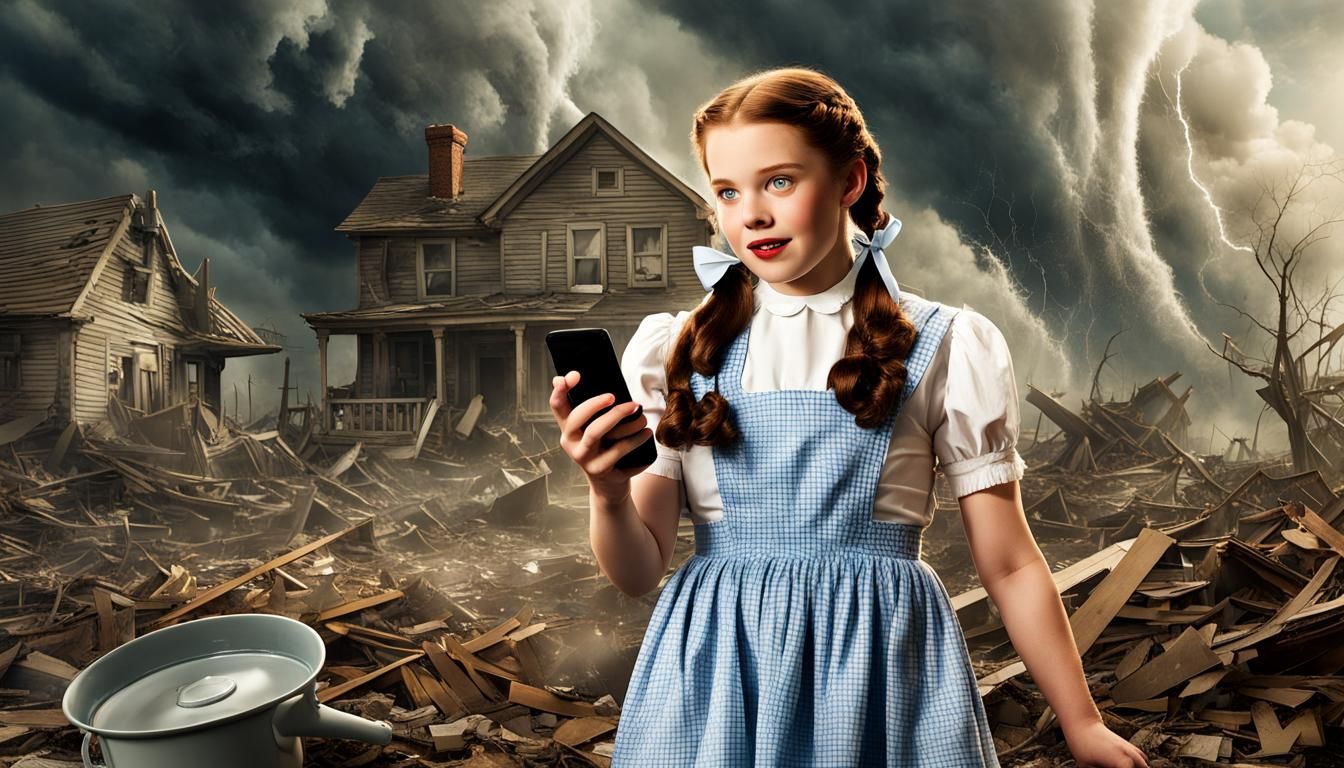 Dorothy Gale Captures Tornado in Cinematic Photo