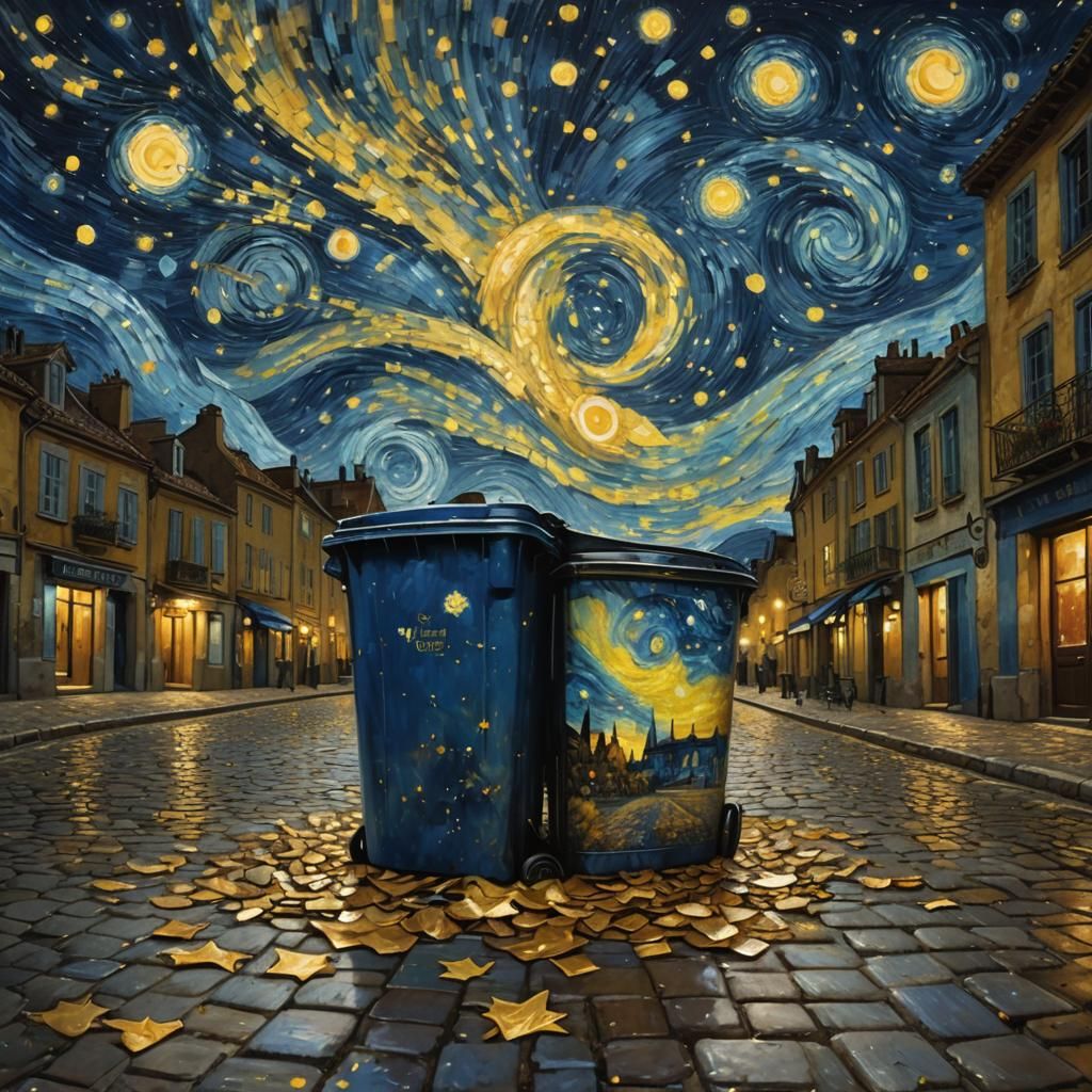 Starry Night with Trash Can, Matte Painting
