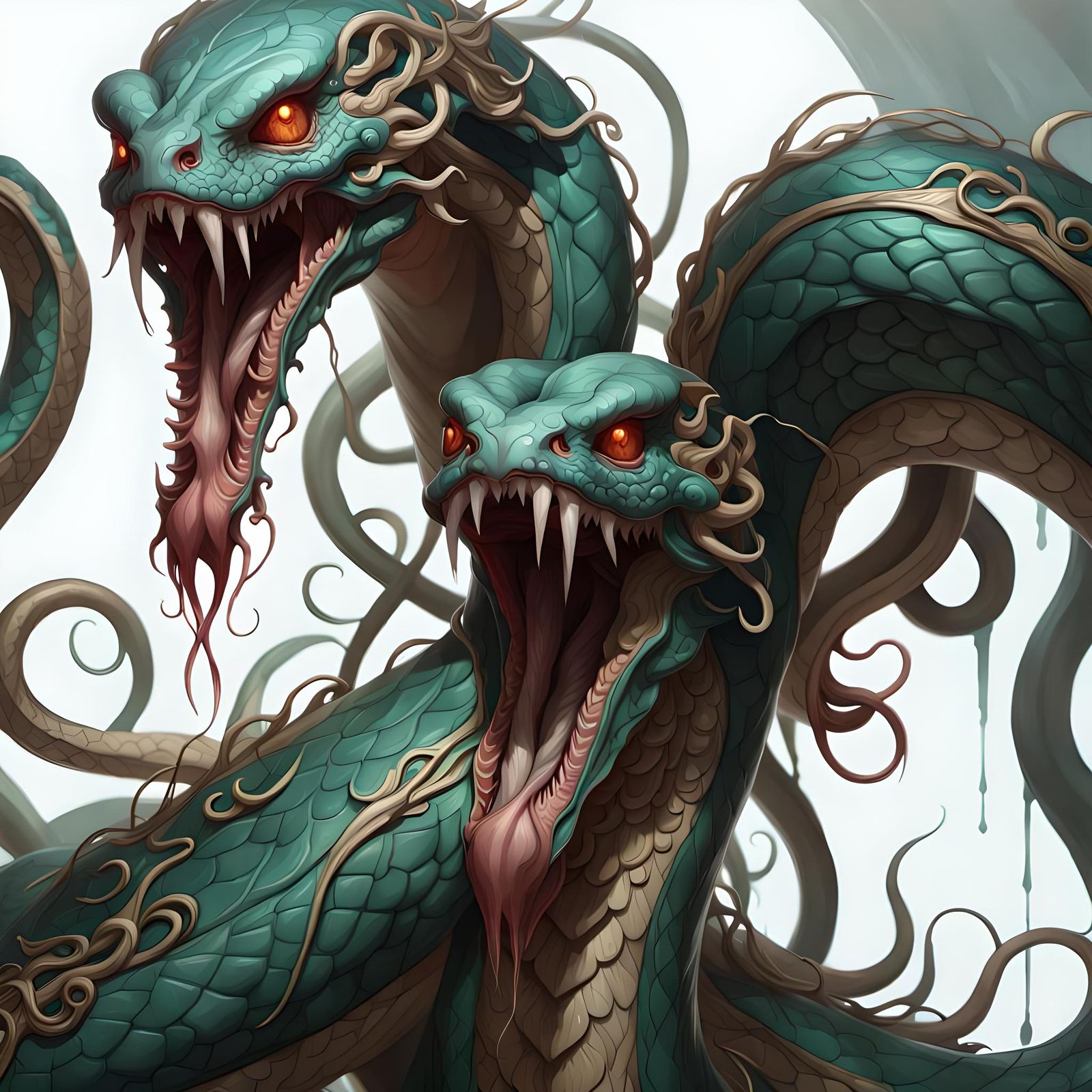 Venomous Hydra Portrait in Digital Painting Style