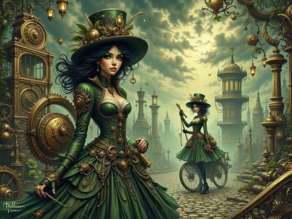Steampunk Fantasy Scene with Irish Flair
